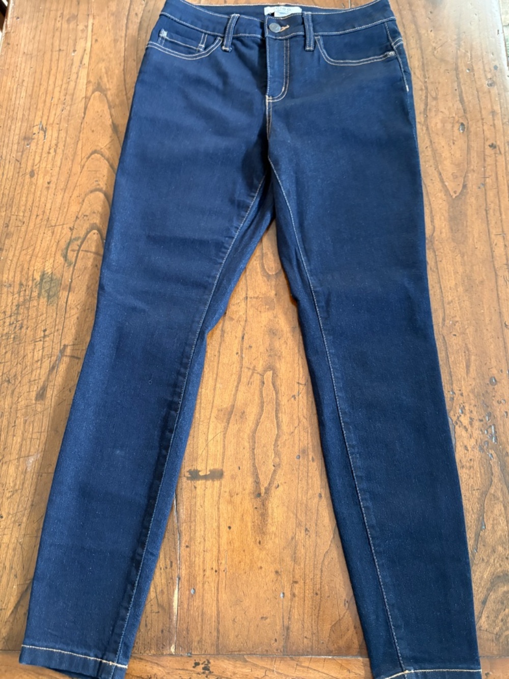 Cleo Petite Olivia Straight Leg Jeans Dark Blue Stretch Size Small (SP)